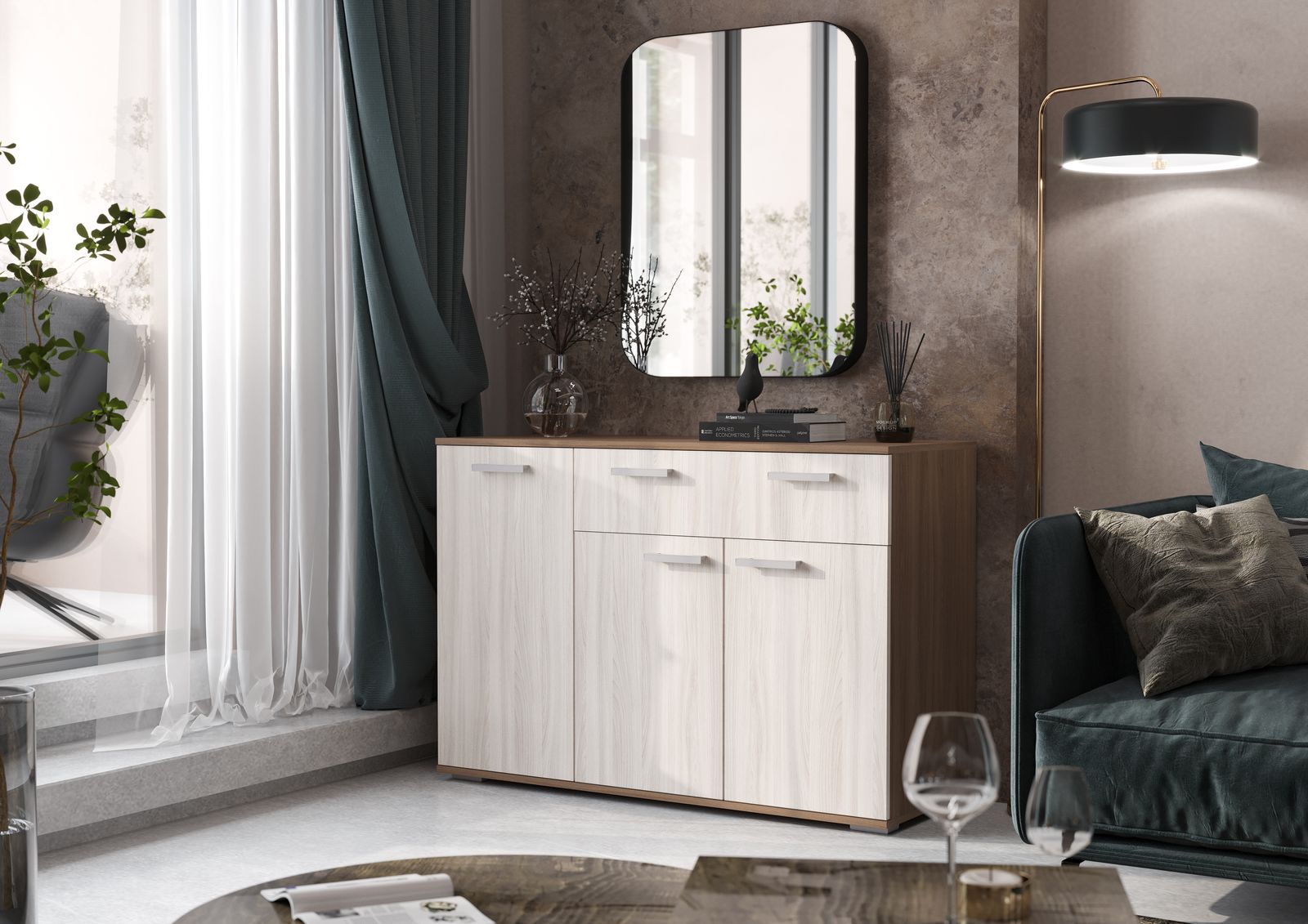 КОМОД №4 (1,2х0,83х0,46) фасад ШИМО СВЕТЛ/корпус ШИМО ТЕМН