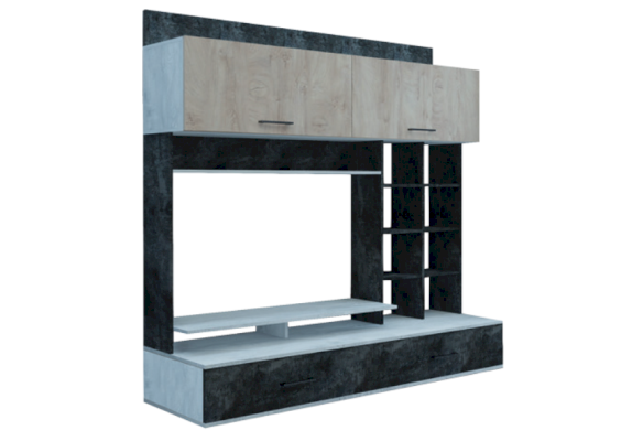 КЛИО Центральная секция (бетон/дуб эндгрейн/цемент темный)