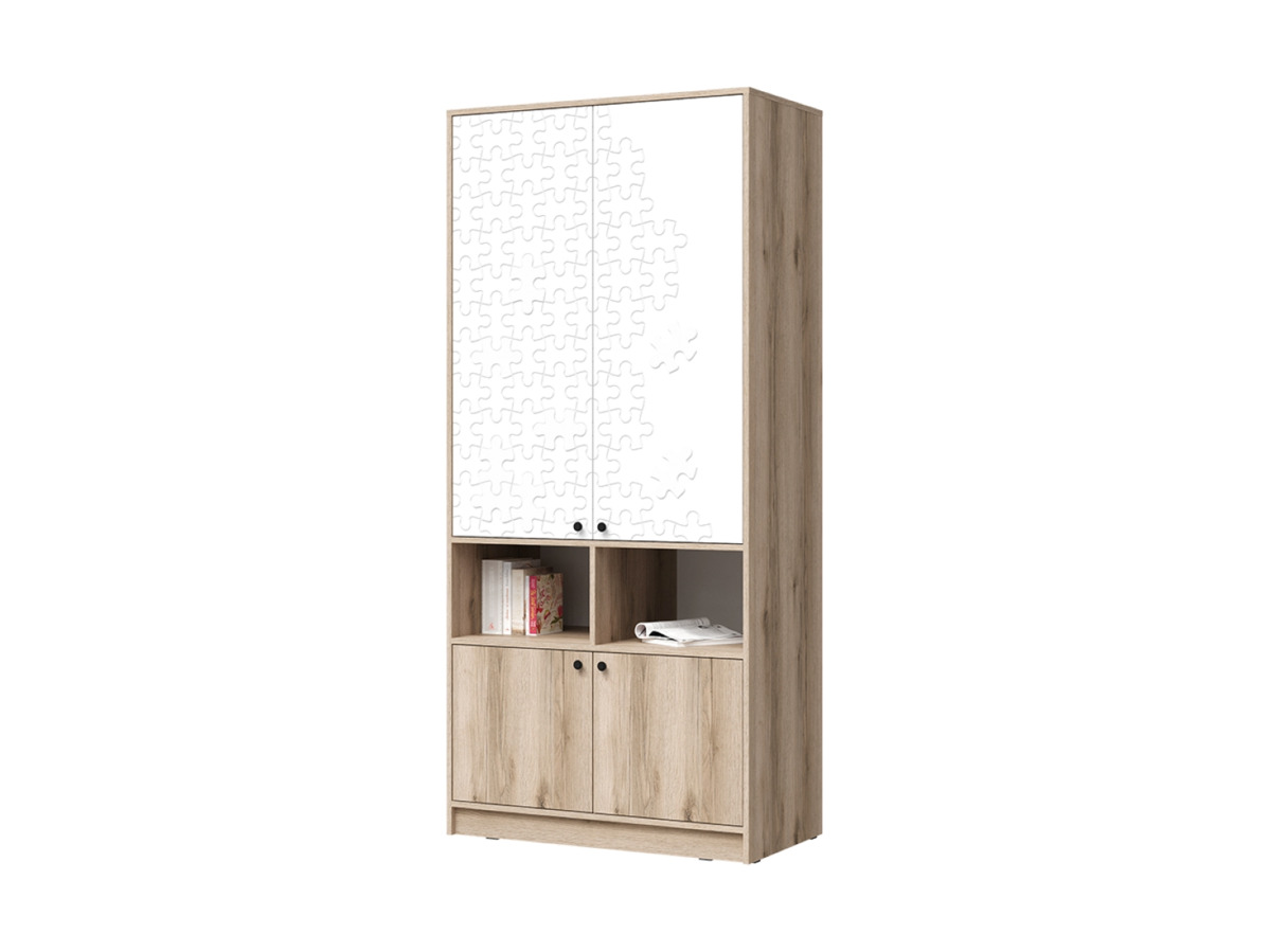 КИВИ ШК-02 Шкаф 2ств (934х2038х500)Фасад МДФ СУПЕРМАТ БЕЛЫЙ/Корпус ДУБ ДЕЛАНО СНЯТО