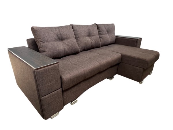 "Вегас" диван угловой с трапецией и многофункциональным подлокотником, УПБ, Тик-так, СМ 2,0*1,5 