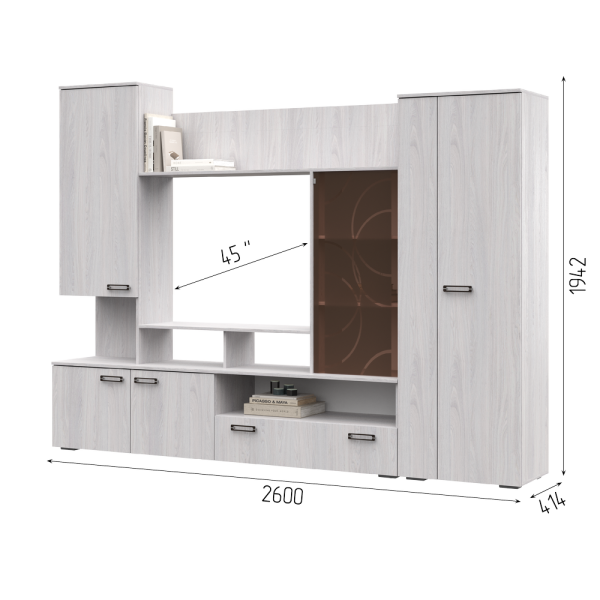 Гостиная СИЕНА (2,6х1,942х0,414/ТВ 1,0х0,777) АНКОР/АНКОР