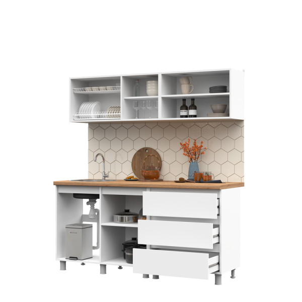 КУХНЯ 1,7 ХЕЛЕН (1,7х1,898х0,6)Фасад БЕЛЫЙ/Корпус БЕЛЫЙ