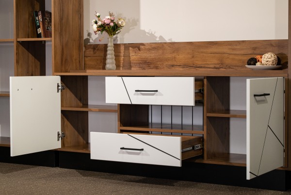 54.04 Тумба под ТВ "Гамма" (ш.1600) Таксония/Белый