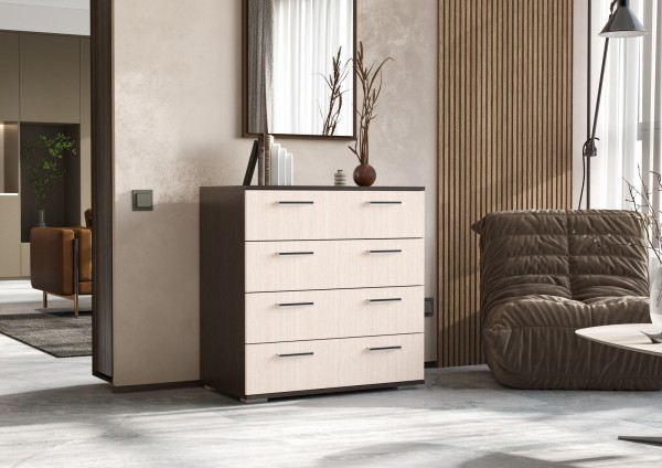 КОМОД №6 (0,8х0,83х0,46) фасад БЕЛФОРТ/корпус ВЕНГЕ СНЯТО 