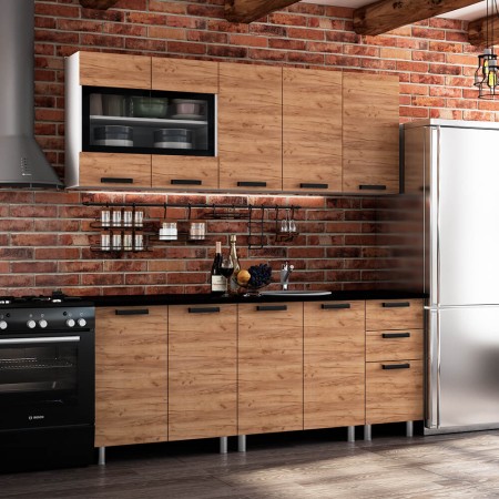 2,00 "Крафт" дуб золотой крафт  со столешн 2,0 Черный Янтарь