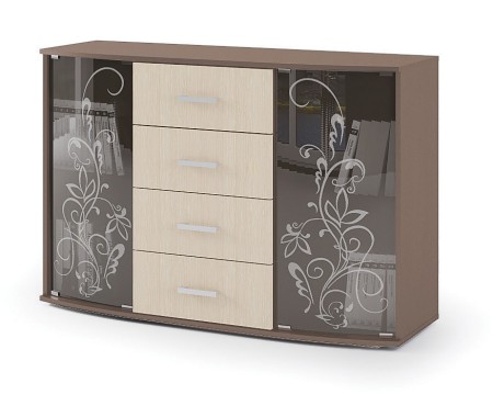 КОМОД №7 (1.3х0,876х0,436) фасад ШИМО СВЕТЛ/корпус ШИМО ТЕМН СНЯТО