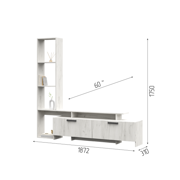 Гостиная ЛУЧИАНА (1,872х1,75х0,31) ФАСАД ДУБ КРАФТ БЕЛЫЙ/ КОРПУС ДУБ КРАФТ БЕЛЫЙ