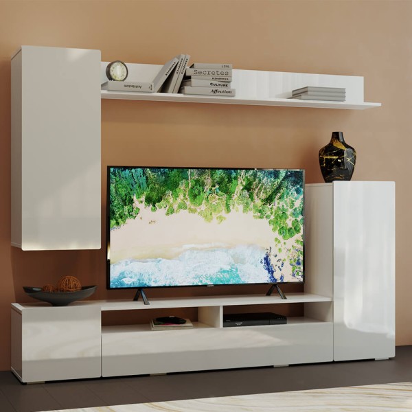 "Диаманд" МДФ/ЛДСП Гостиная (2130*1680*371) (Белый) 