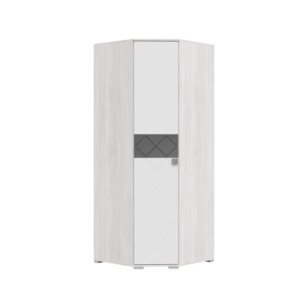 Спальня Шкаф угловой Сальма ШУ 021 (810х2060х810) фасад МДФ БЕЛЫЙ ГЛЯНЕЦ/корпус АНКОР