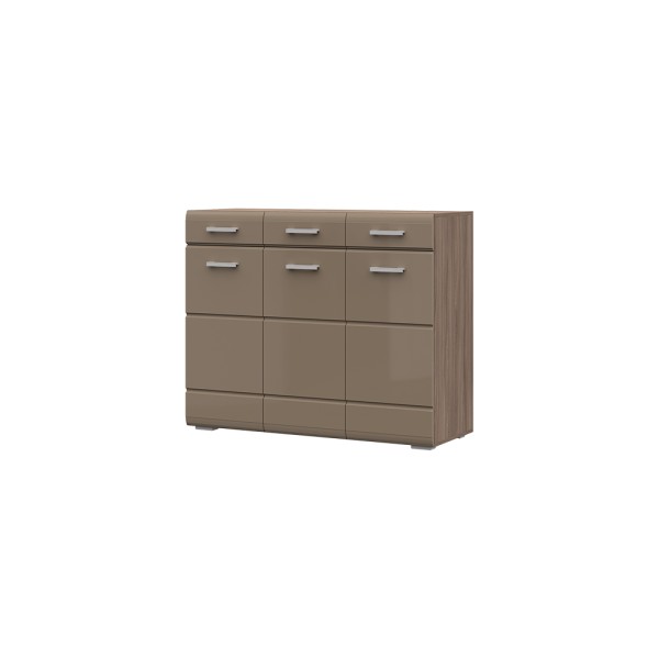 Спальня СИМБА комод 3 ящика (1,2х1,0х0,446) фасад МДФ КОФЕ С МОЛОКОМ/корпус ШИМО ТЕМН СНЯТО