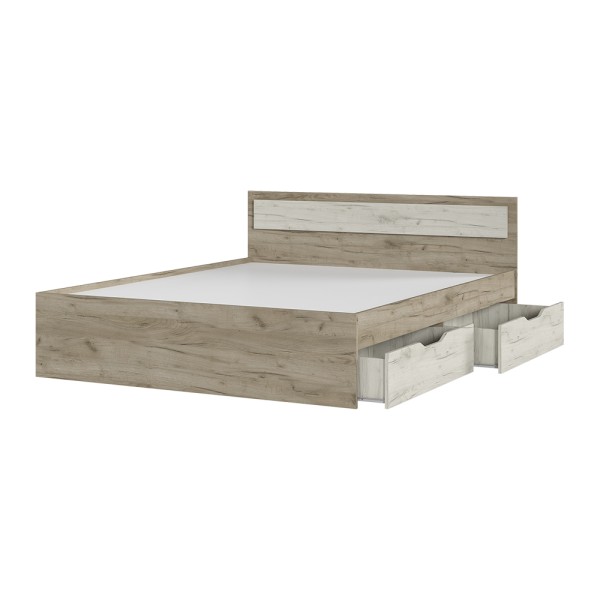 Спальня Кровать ГАРМОНИЯ КР 604 с ящиками (1,652х0,78х2,032) фасад ДУБ КРАФТ БЕЛЫЙ/корпус ДУБ КРАФТ 