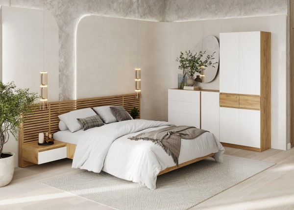 БОСТОН ЛАЙТ Шкаф ШК-002 (2-ств.) Дуб Крафт золотой/Белый (Гладкий)