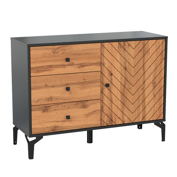 Комод 59.02 "Лофт" (черный / дуб бунратти светлый)