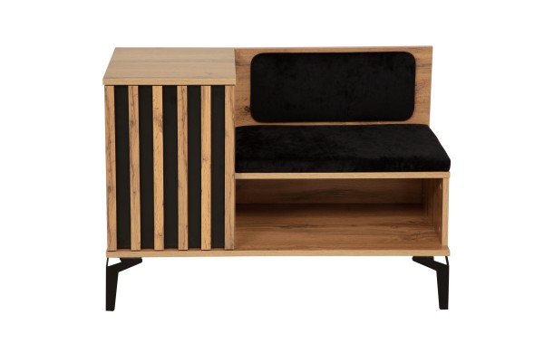 "Либерти" 51.23 Тумба под обувь (опора метал. h=150мм) (дуб вотан / черный / ткань велюр монако черн