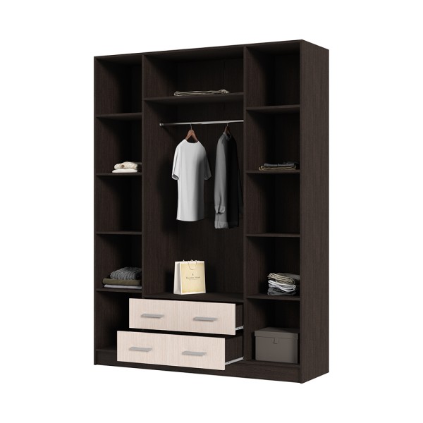 Спальня Шкаф 4х створчатый ГАРМОНИЯ ШК 602  М (1,6х2,2х0,5) фасад БЕЛФОРТ/корпус ВЕНГЕ