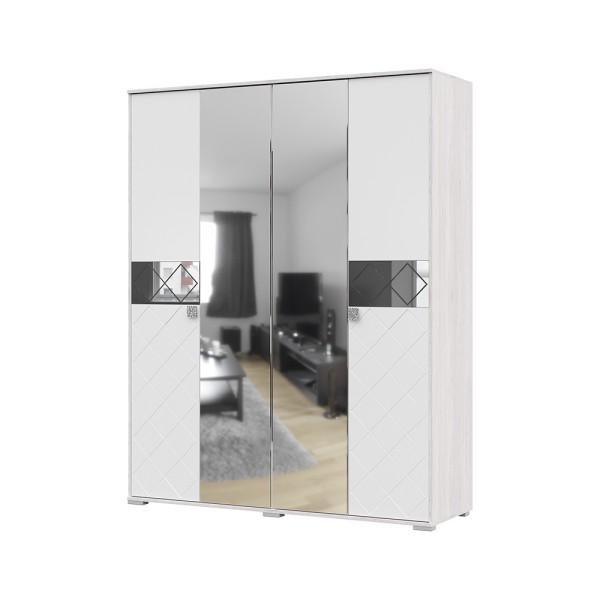 Спальня Шкаф Сальма ШК 024 (1626х2060х525) фасад МДФ БЕЛЫЙ ГЛЯНЕЦ/корпус АНКОР