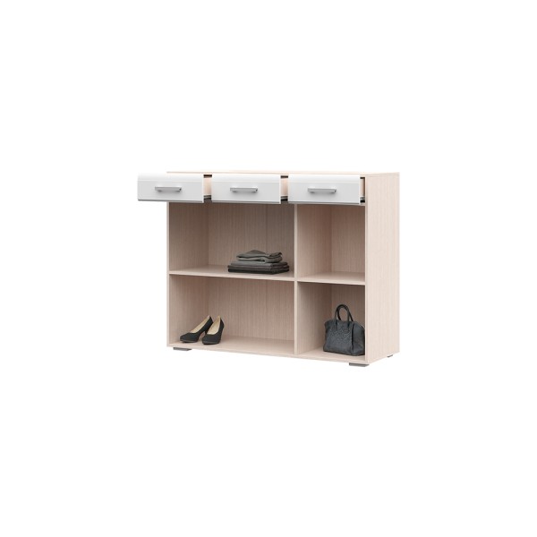 Спальня СИМБА комод 3 ящика (1,2х1,0х0,446) фасад МДФ БЕЛЫЙ ГЛЯНЕЦ/корпус БЕЛФОРТ