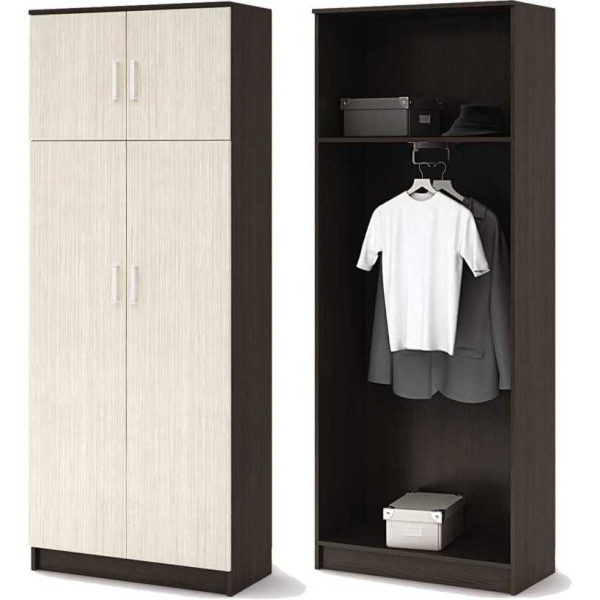 Прихожая МАШЕНЬКА ШК 205 шкаф с перегородкой (0,8х2,02х0,376) фасад БЕЛФОРТ/корпус ВЕНГЕ