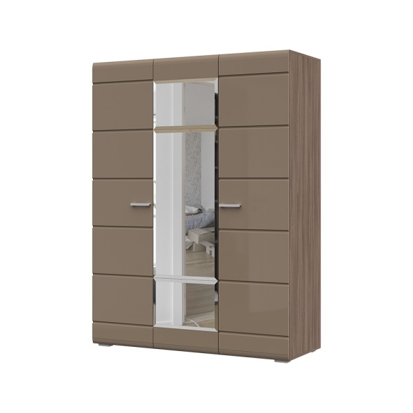 Спальня СИМБА шкаф 3-х створчатый (1,5х2,0х0,57) фасад МДФ КОФЕ С МОЛОКОМ/ СНЯТО