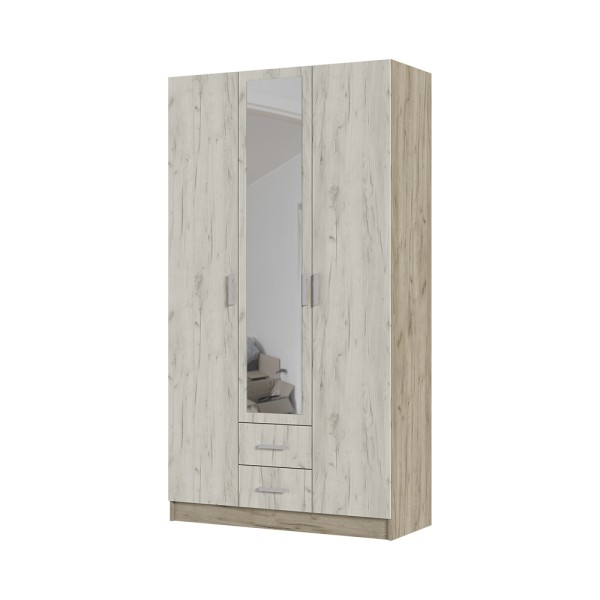 Спальня Шкаф 3х створчатый ГАРМОНИЯ ШК 601 М (1,2х2,2х0,5) фасад ДУБ КРАФТ БЕЛЫЙ/корпус ДУБ КРАФТ СЕ