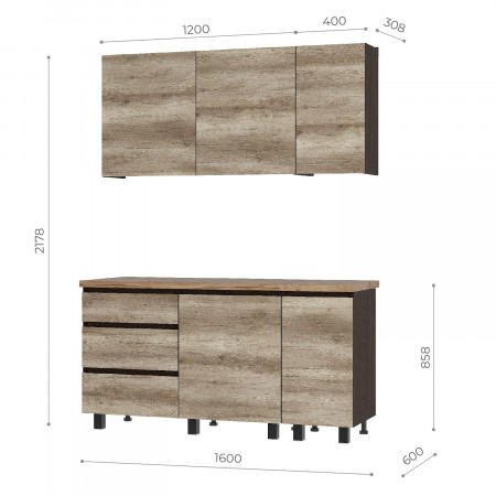 1,60 "Энигма" Кухня дуб каньон/венге