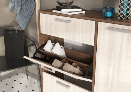 ДЕЛИ обувница №4 (0,96х1,02х0,33) фасад ШИМО СВЕТЛ/корпус ШИМО ТЕМН