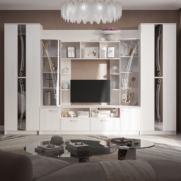 "Венеция" ЛДСП Гостиная 3,4 Ясень белый