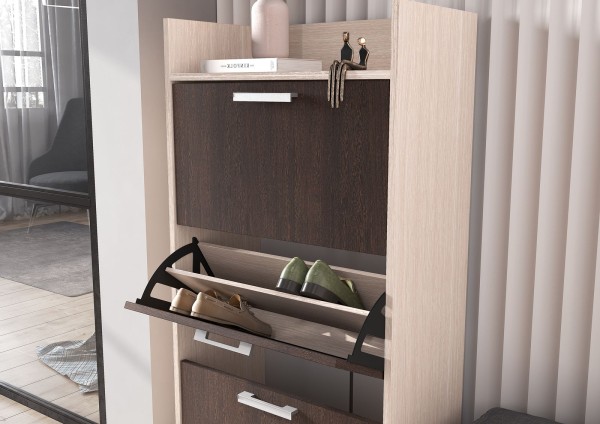 ДЕЛИ обувница №2 (0,6х1,16х0,32) ВЕНГЕ/БЕЛФОРТ СНЯТО