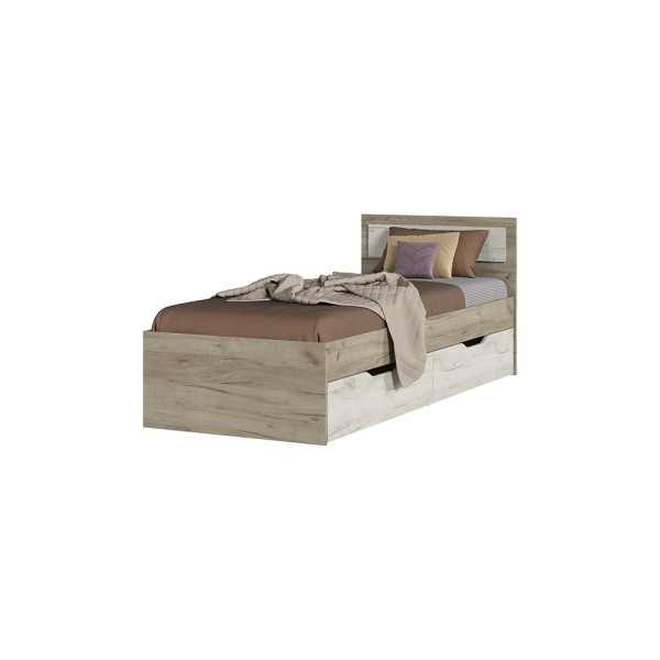 Спальня Кровать ГАРМОНИЯ КР 607 с ящиками (0.8х0,78х2,032) фасад ДУБ КРАФТ БЕЛЫЙ/корпус ДУБ КРАФТ СЕ