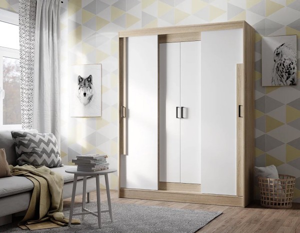 "Смарт" Шкаф-купе ШКК-06 (Дуб сонома/белый)
