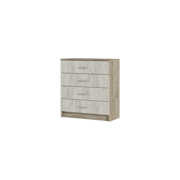 Спальня Комод 4 ящика ГАРМОНИЯ КМ 601  (0,85х0,934х0,408) фасад ДУБ КРАФТ БЕЛЫЙ/корпус ДУБ КРАФТ СЕР