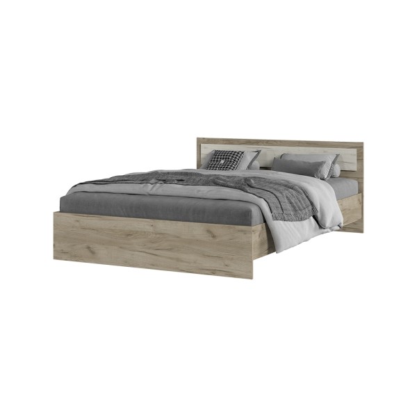 Спальня Кровать ГАРМОНИЯ КР 602 (1,452х0,7х2,032) фасад ДУБ КРАФТ БЕЛЫЙ/корпус ДУБ КРАФТ СЕРЫЙ