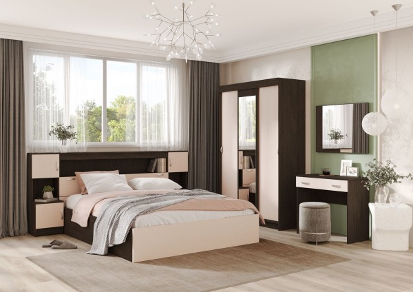 Спальня БАСЯ ШКК 551 шкаф купе (1,3х2,02х0,516) фасад БЕЛФОРТ/корпус ВЕНГЕ СНЯТО