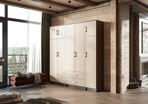 Прихожая МАШЕНЬКА ШК 203 шкаф скалка (0,6х2,02х0,376) фасад БЕЛФОРТ/корпус ВЕНГЕ