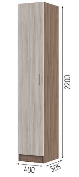 Спальня Пенал ГАРМОНИЯ ПН 601 М (0,4х2,2х0,5) фасад ШИМО СВЕТЛ/корпус ШИМО ТЕМН