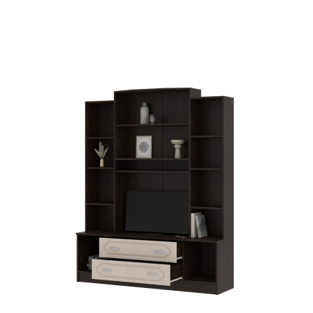 Гостиная МАКАРЕНА МДФ ТВ 312 центр секция (1,6х2,004х0,44/ТВ 0,852х0,648) фасад МДФ ДУБ БЕЛЕНЫЙ/корп