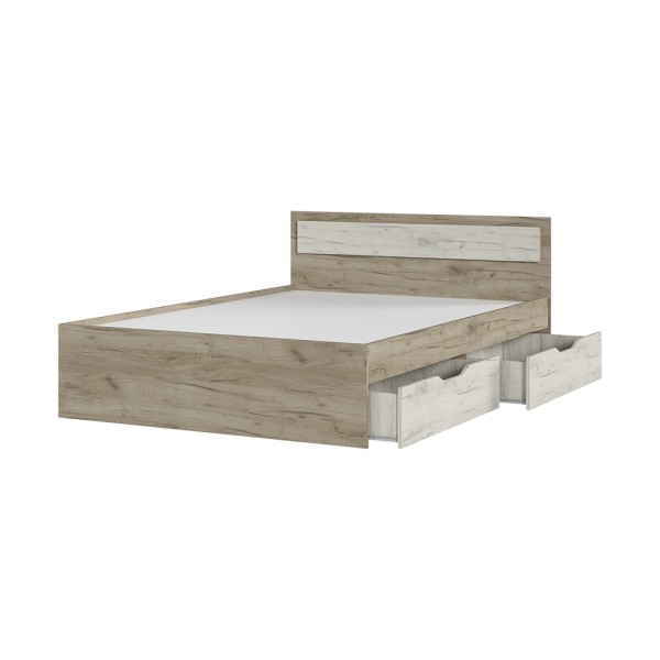 Спальня Кровать ГАРМОНИЯ КР 605 с ящиками (1,452х0,78х2,032) фасад ДУБ КРАФТ БЕЛЫЙ/корпус ДУБ КРАФТ 