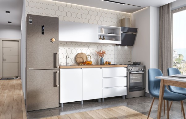 КУХНЯ 1,7 ХЕЛЕН (1,7х1,898х0,6)Фасад БЕЛЫЙ/Корпус БЕЛЫЙ