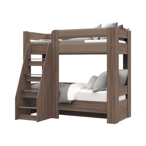 Спальня СИМБА кровать двухъярусная (1,976х1,7х1,36) фасад МДФ КОФЕ С МОЛОКОМ/корпус ШИМО ТЕМН СНЯТО