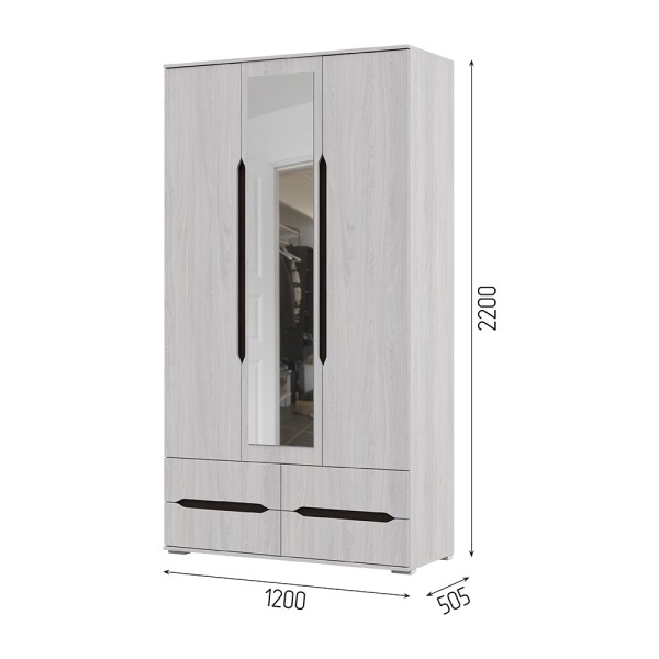 Спальня ВАЛЕНСИЯ ШК 013 шкаф 3х створчатый с ящиками (1,2х2,2х0,5) АНКОР