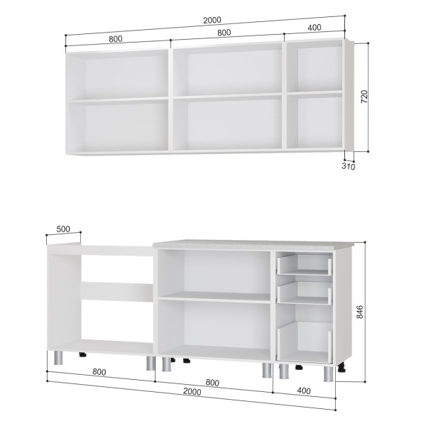 2,00 "3D Техно" Кухня  Белый/M07 СНЯТО