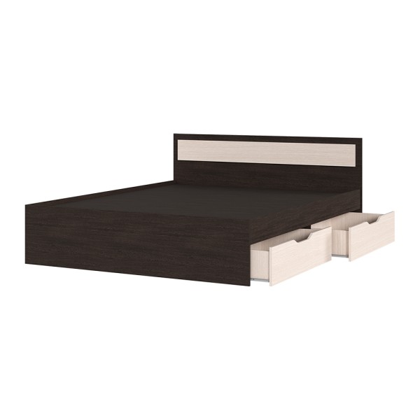 Спальня Кровать ГАРМОНИЯ КР 604 с ящиками (1,652х0,78х2,032) фасад БЕЛФОРТ/корпус ВЕНГЕ