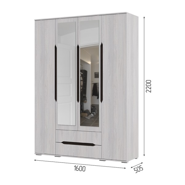 Спальня ВАЛЕНСИЯ ШК 014 шкаф 4х створчатый с ящиками (1,6х2,2х0,5) АНКОР