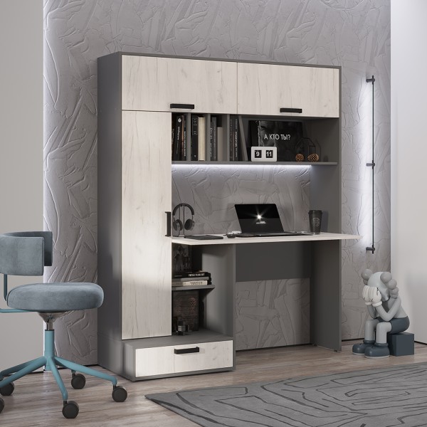 "Техно" Стол письменный Графит/дуб крафт белый