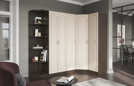 Гостиная МАКАРЕНА МДФ ШК 311 шкаф полки (0,6х1,908х0,44) фасад МДФ ДУБ БЕЛЕНЫЙ/корпус ВЕНГЕ