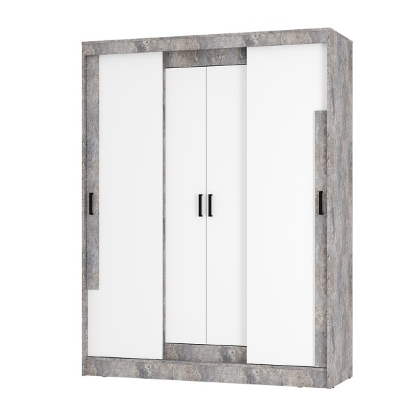 "Смарт" Шкаф-купе ШКК-06 (Цемент светлый/белый)