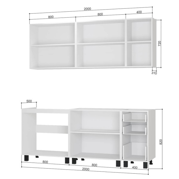 2,00 "Сканди" Кухня  №1 БЕЗ СТОЛЕШНИЦ
