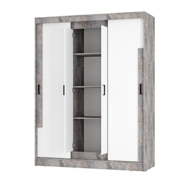 "Смарт" Шкаф-купе ШКК-06 (Цемент светлый/белый)