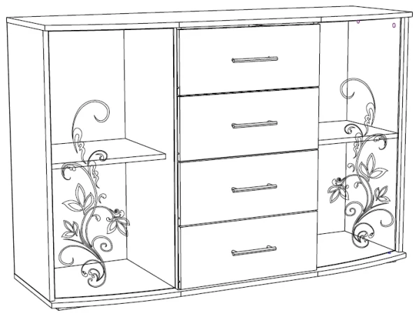 КОМОД №7 (1.3х0,876х0,436) фасад БЕЛФОРТ/корпус ВЕНГЕ СНЯТО