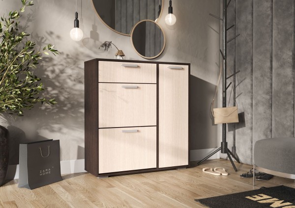 ДЕЛИ обувница №4 (0,96х1,02х0,33) фасад БЕЛФОРТ/корпус ВЕНГЕ